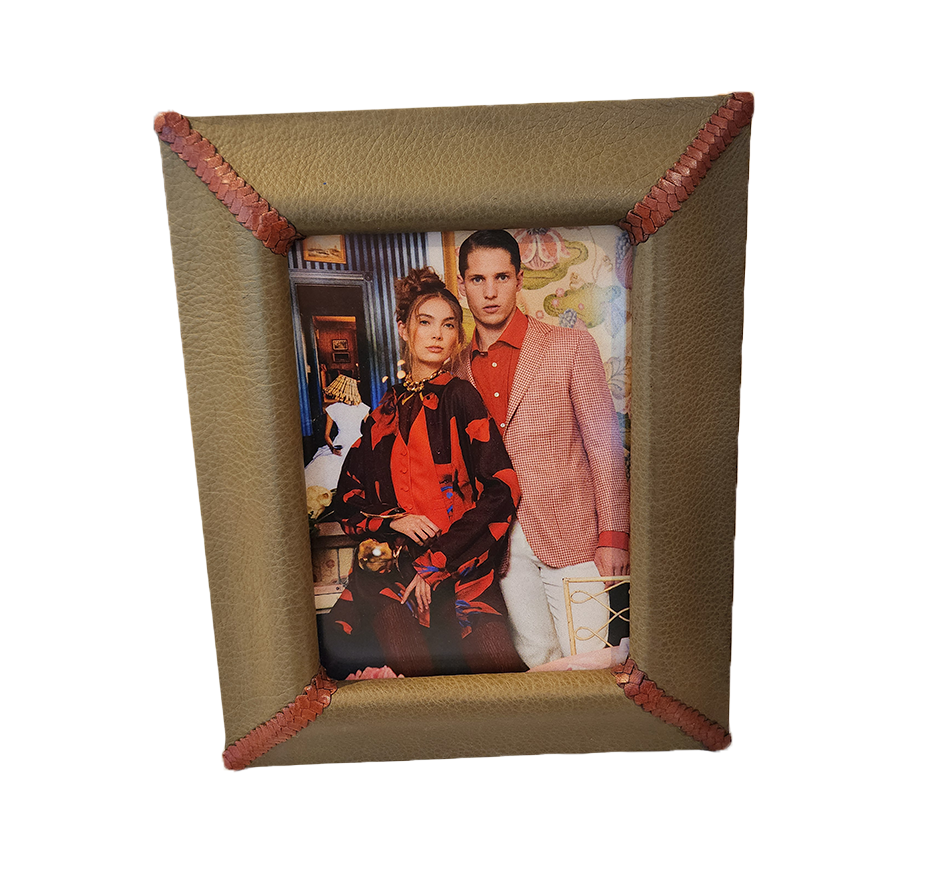 Wood/Leather Frame in Green