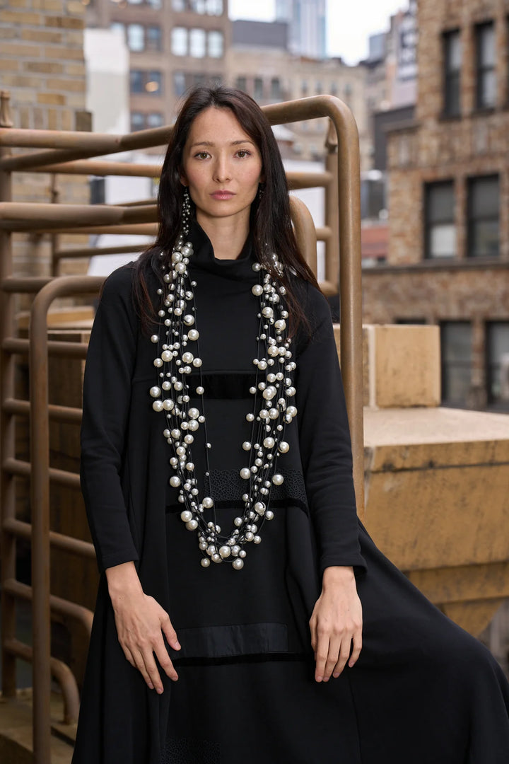 10-Strand Faux Pearls on Leatherette Necklace