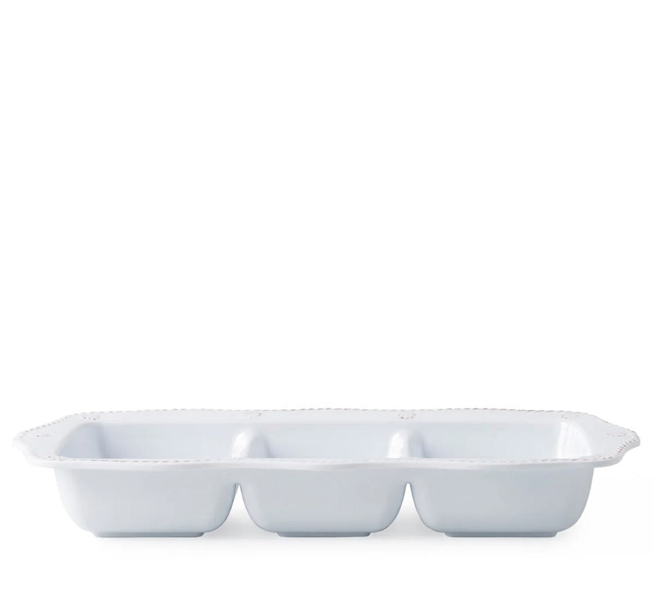 Melamine Triple Section Server in Whitewash - 14"
