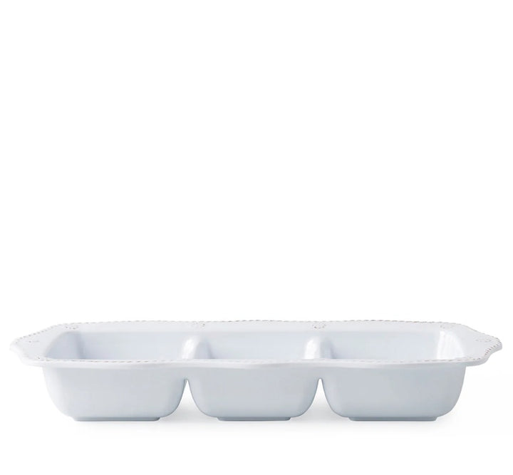 Melamine Triple Section Server in Whitewash - 14"