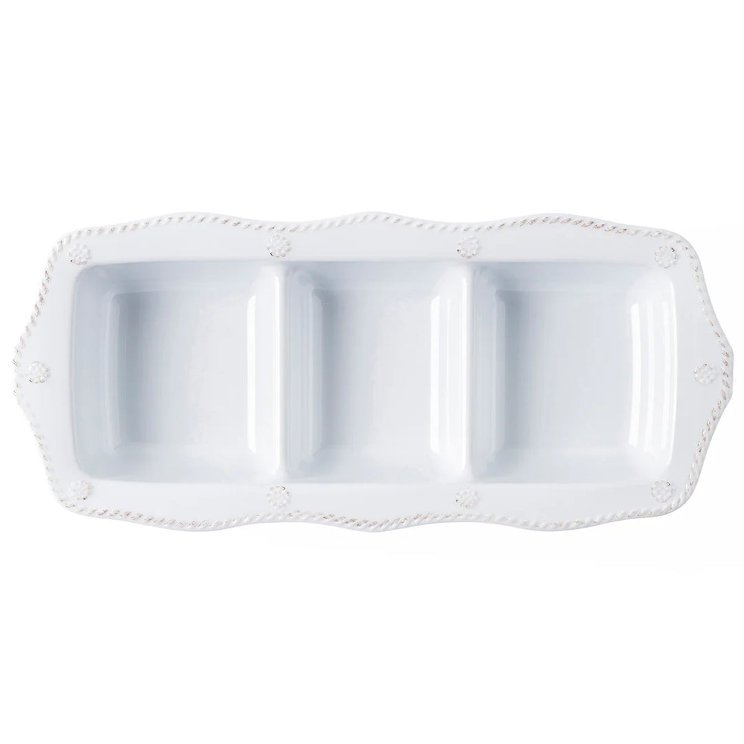 Melamine Triple Section Server in Whitewash - 14"