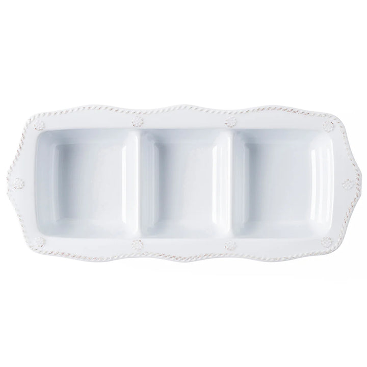 Melamine Triple Section Server in Whitewash - 14"