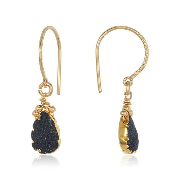 Druzy Teardrop Black Earrings