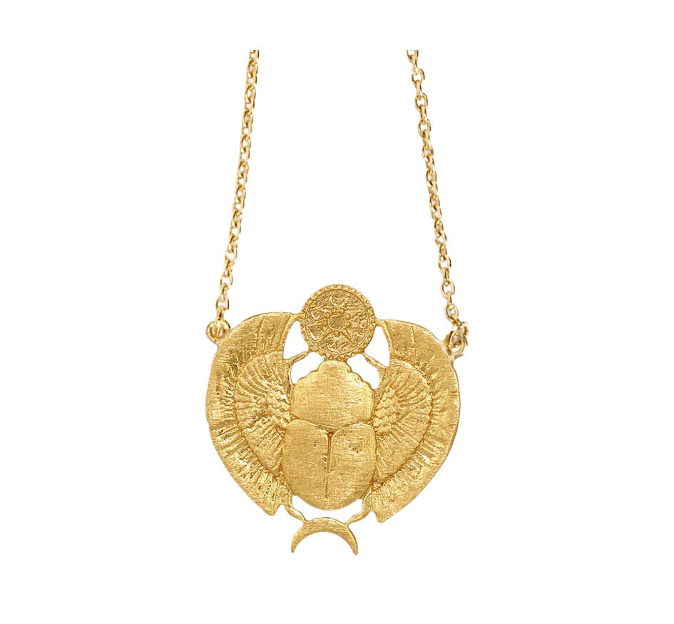 Scarab Necklace Gold Vermeil
