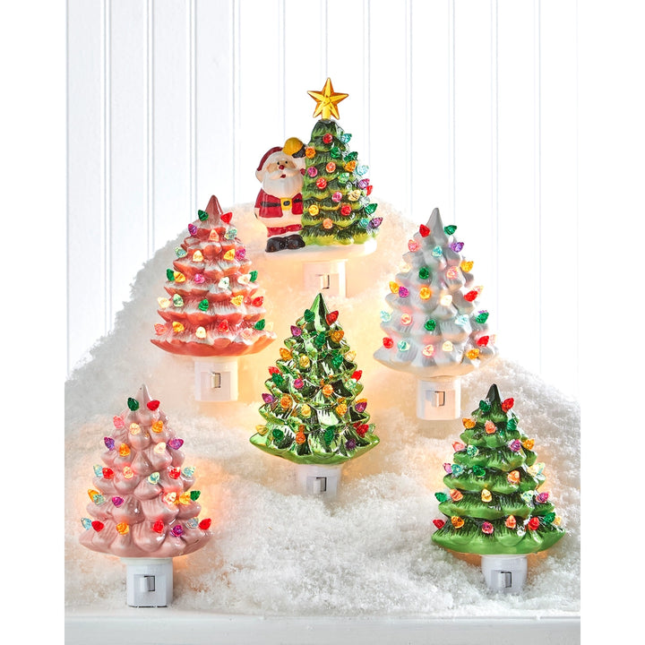 Metallic Holiday Tree Night Light  - 5.75" (2 Styles Available)