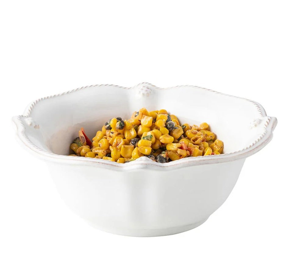 Flared Berry & Thread Cereal/Ice Cream Bowl in Whitewash