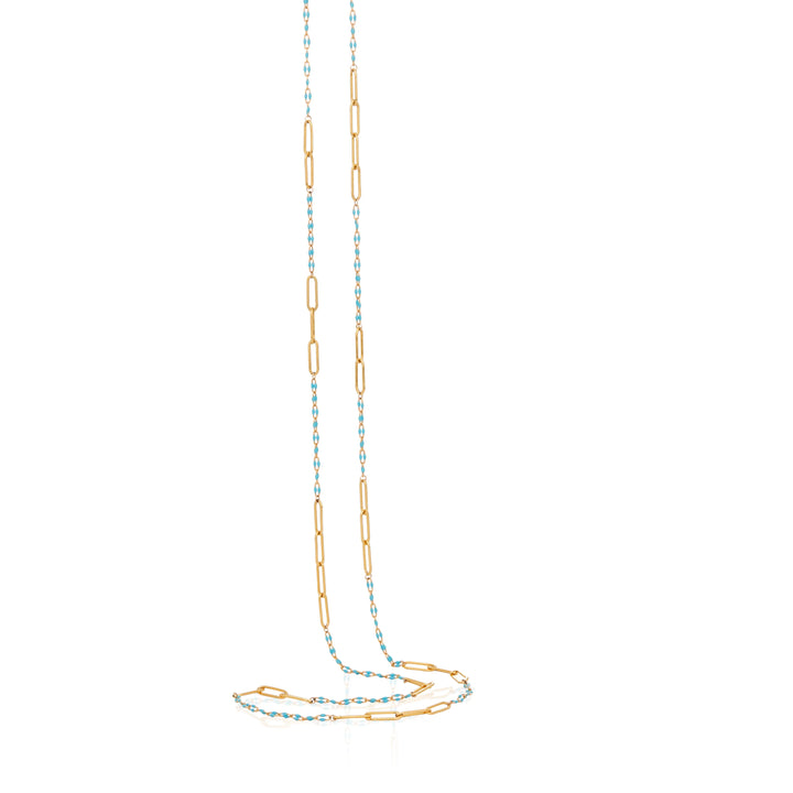 Turquoise Braided Paperclip Necklace