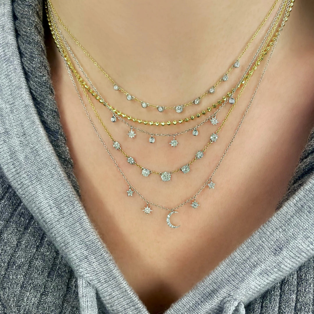 Stars and Moon Gold & Diamond Necklace