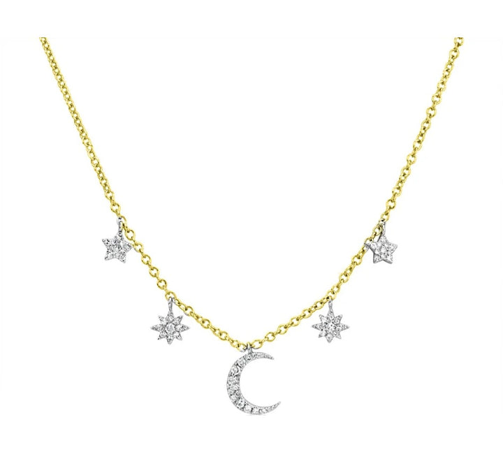 Stars and Moon Gold & Diamond Necklace