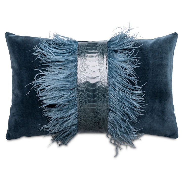 Ostrich Feather Trim Velvet Pillow (Available in 4 Colors)