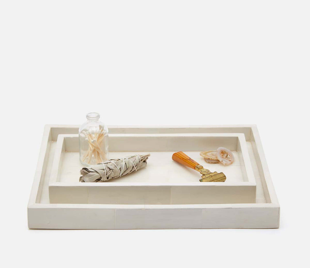 Arles Tray Set In White Faux Horn