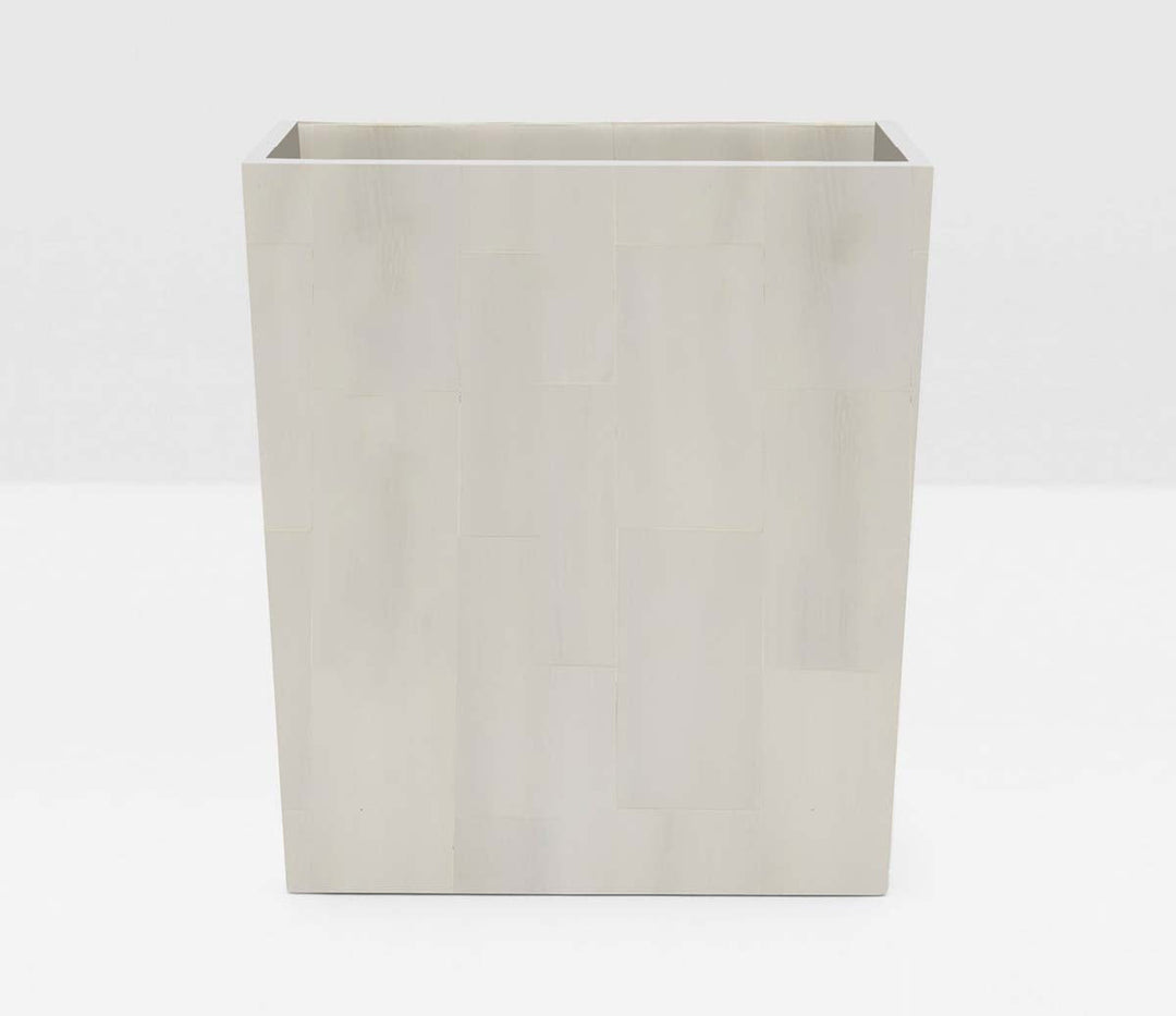 Arles Rectangular Wastebasket In White Faux Horn