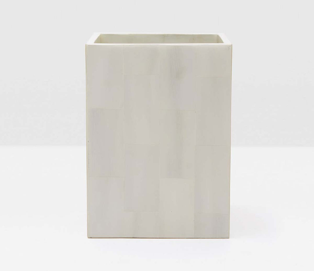 Arles Square Wastebasket In White Faux Horn