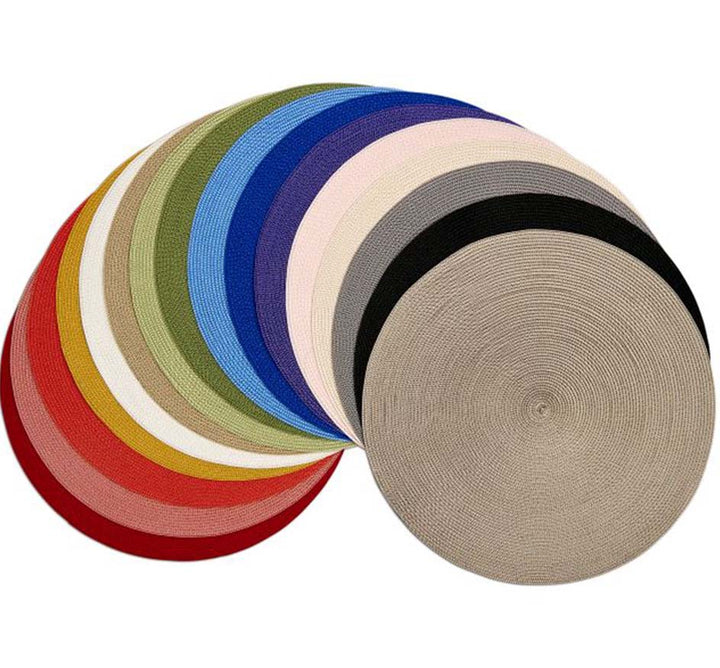Linen Finish Round Mat Collection (Set of 4 Available in 20 Colors)