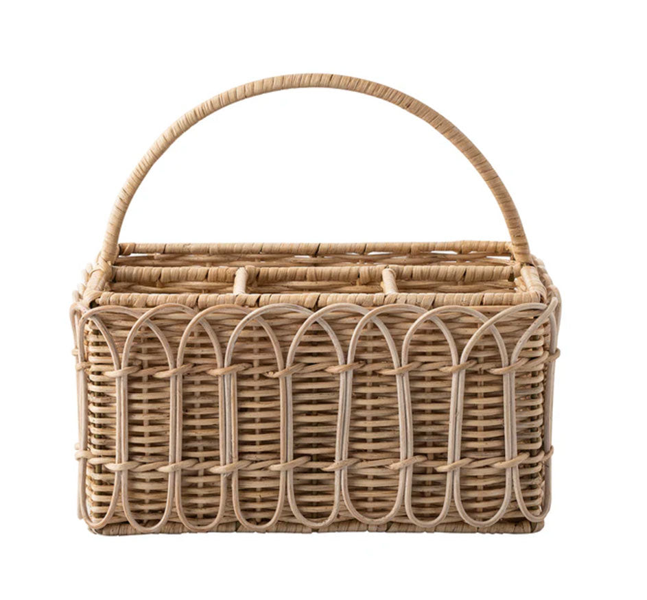 Provence Rattan Silverware Caddy - Whitewash