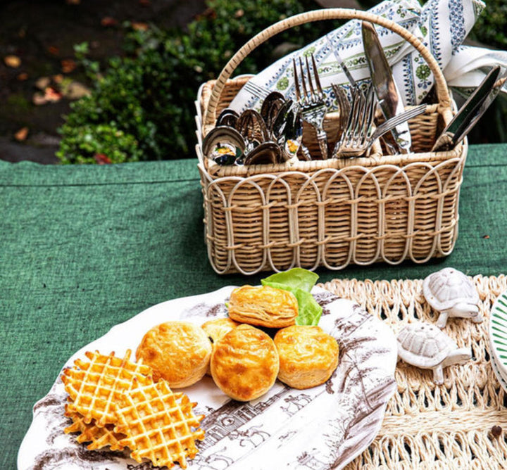 Provence Rattan Silverware Caddy - Whitewash
