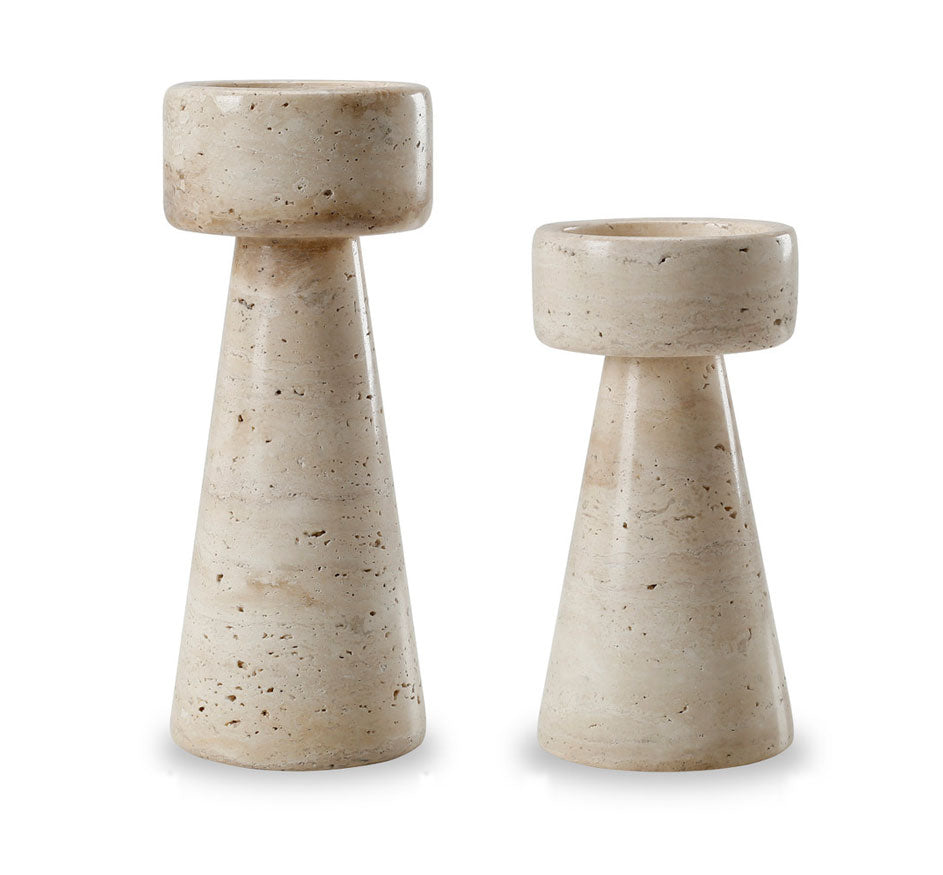 Travertine Candle Holder(10" and 7.8" high)