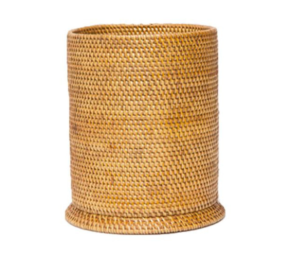 Dalton Round Wastebakset in Brown Rattan