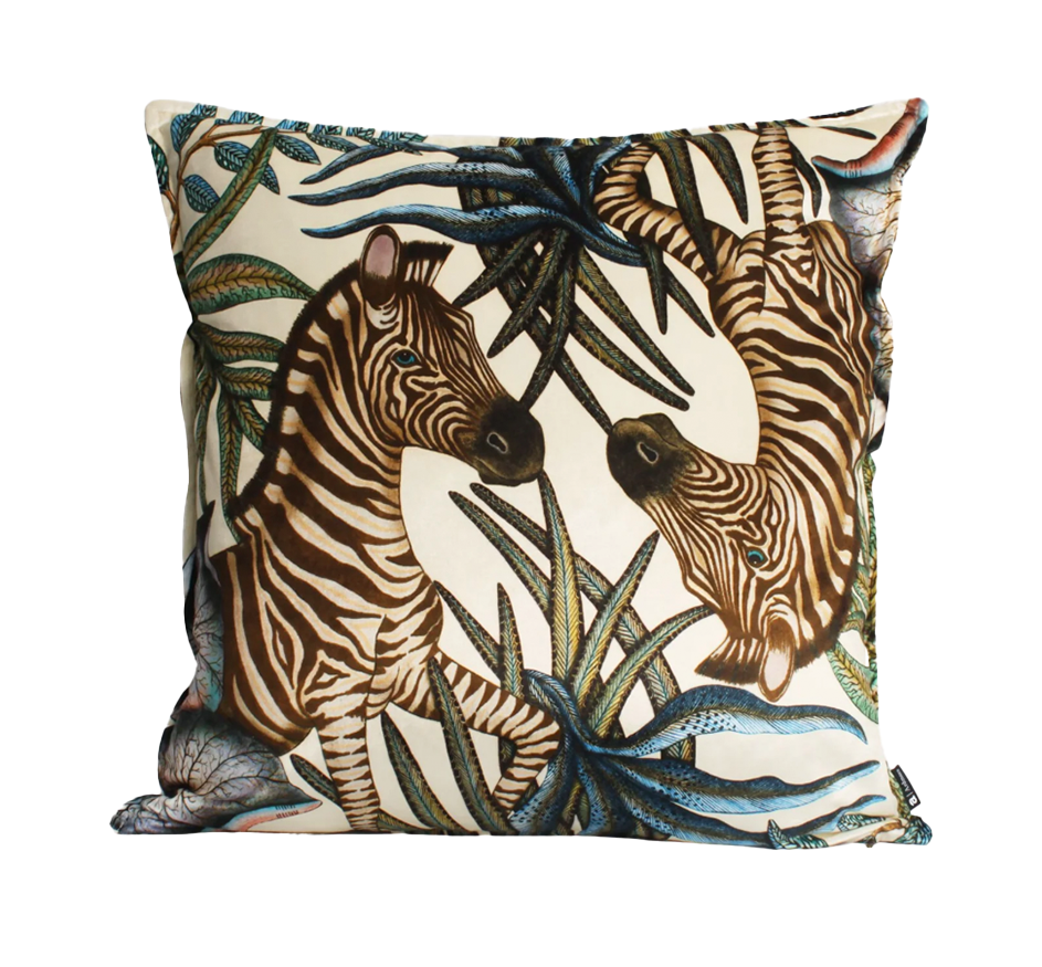 Thanda Stripe Velvet Pillow in Tanzanite