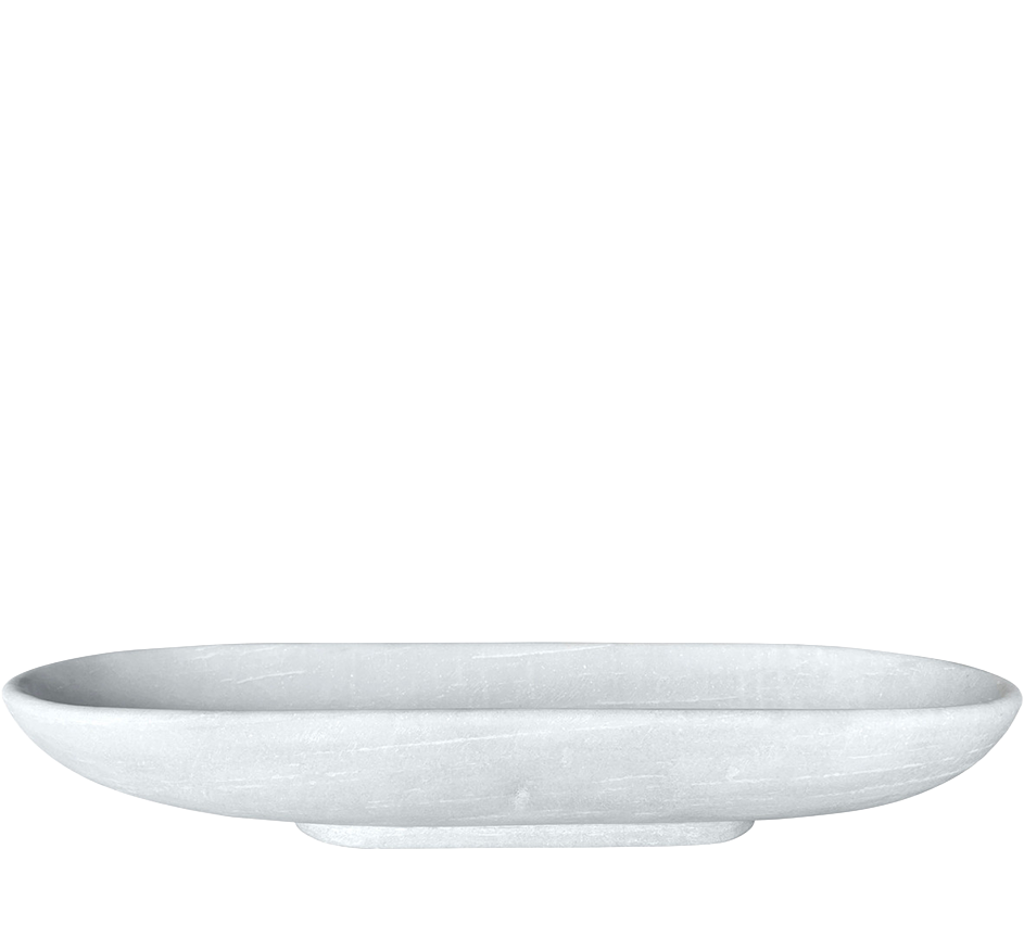 White Marble Oval Bowl