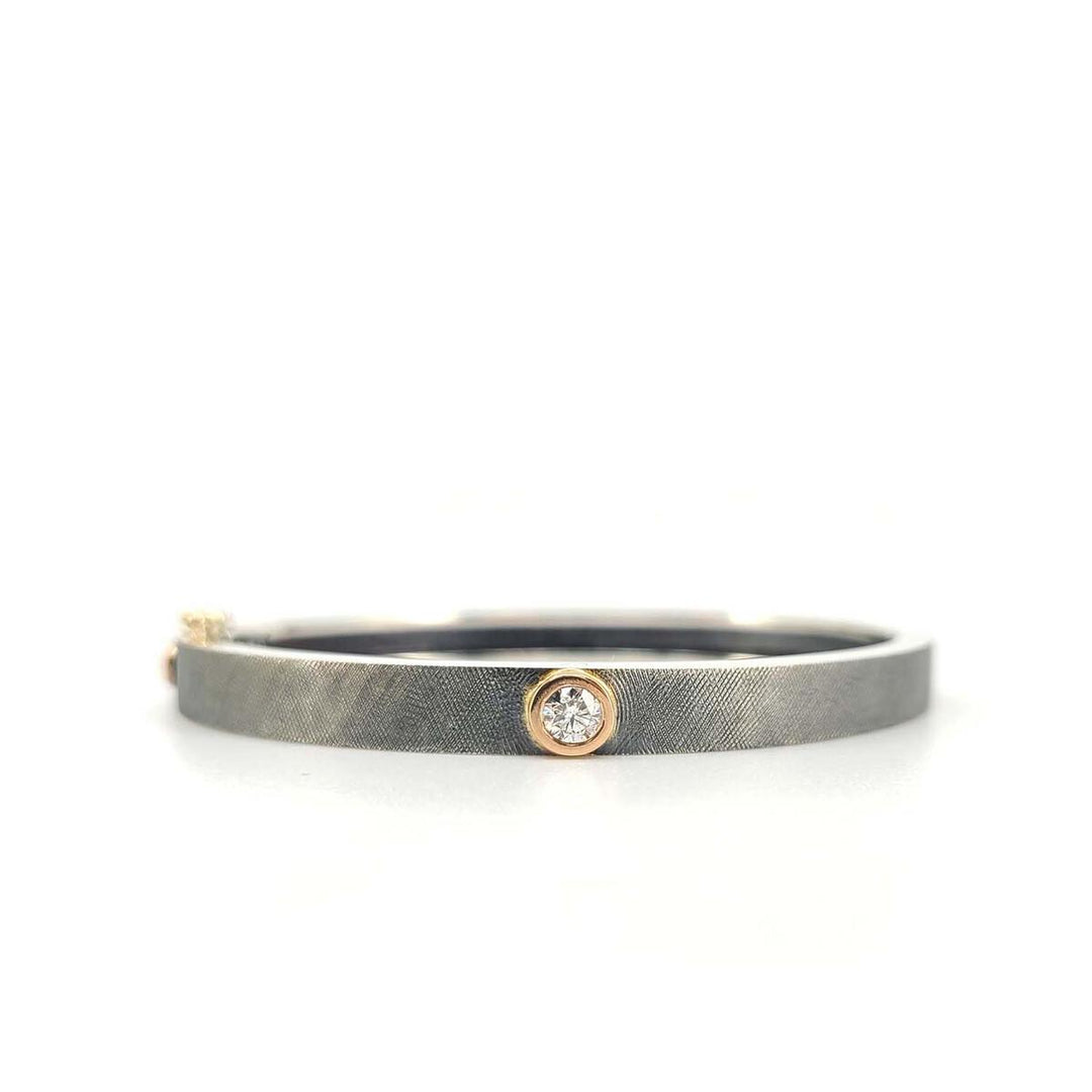 Junia Sterling Silver Diamond Bangle (2 sizes & Colors Available)