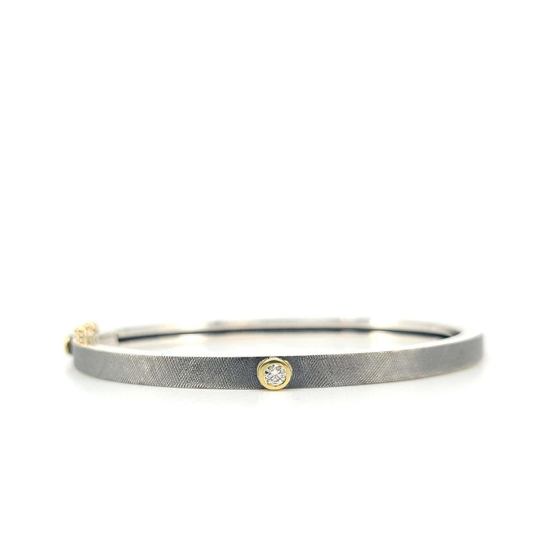 Junia Sterling Silver Diamond Bangle (2 sizes & Colors Available)