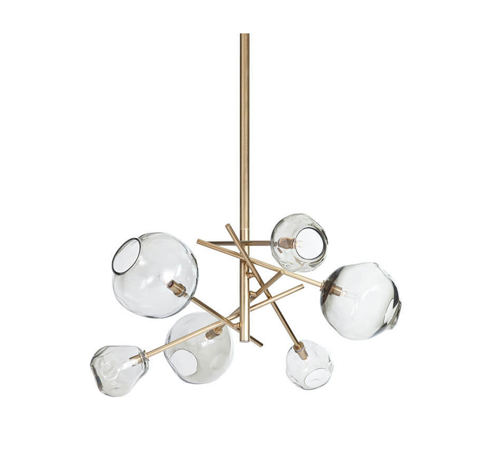 Molten Chandelier in Brass - Smoke Glass