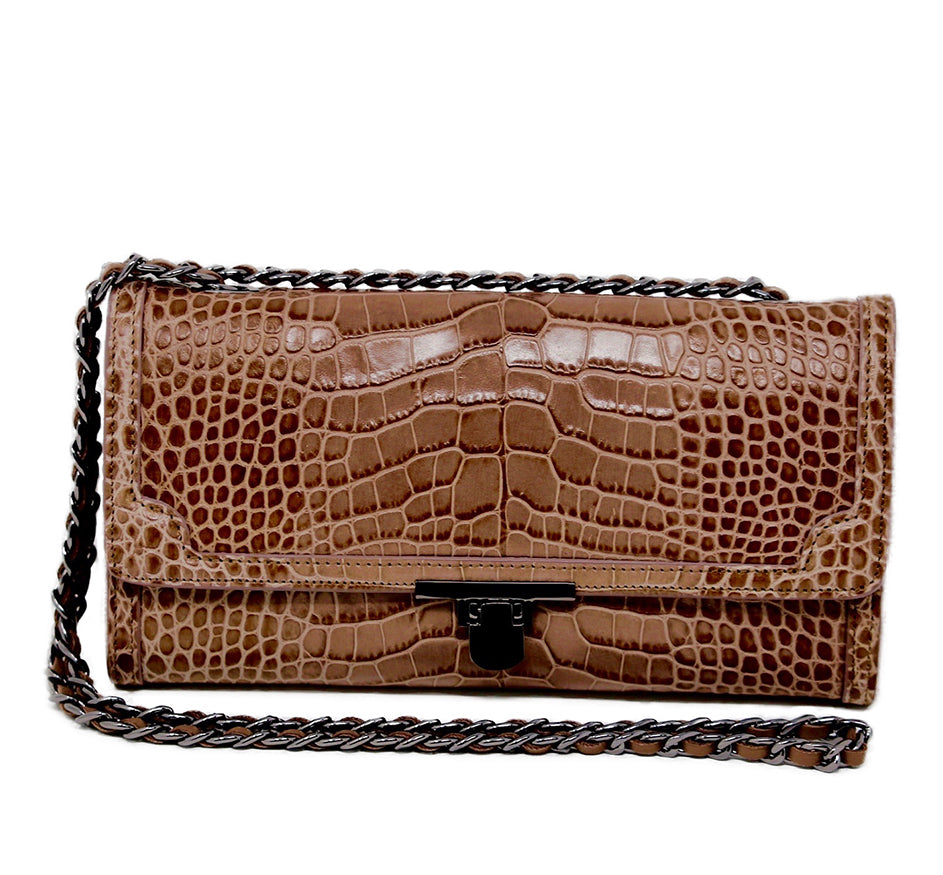 Chocolate Crocodile Embossed Purse