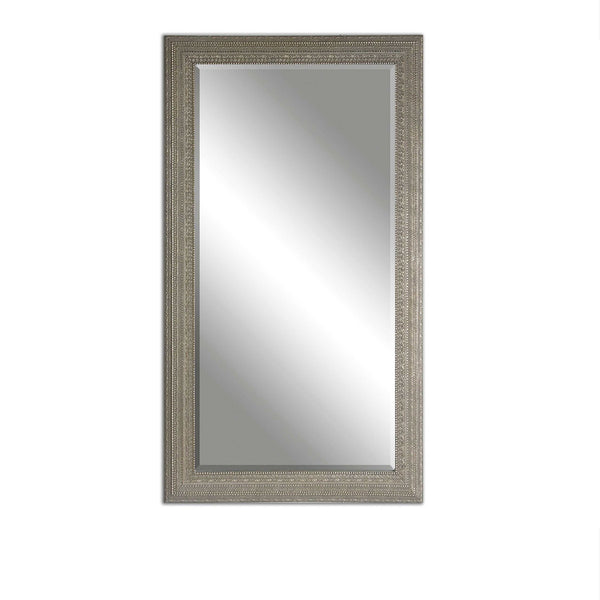 Pressed Pattern Silver Framed Mirror 39x69