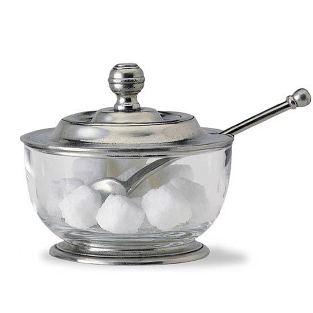 Pewter & Glass Sugar Bowl