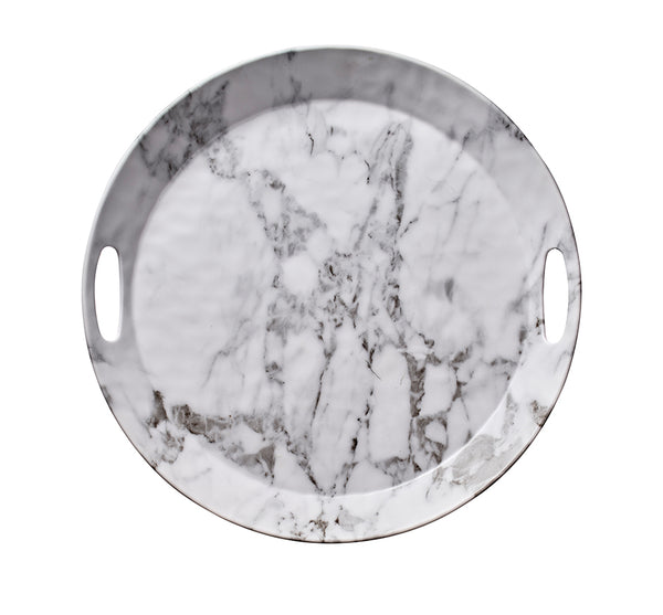 White Marble Acrylic Round Serving Tray