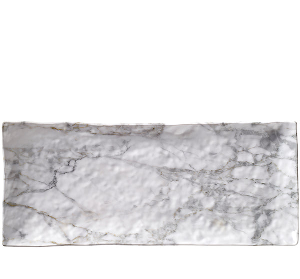 White Marble Acrylic Small Rectangular Serving Tray - Set of 2