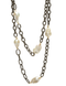 Gunmetal Chain Necklace With Pearls