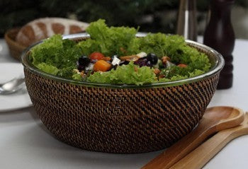 Woven Salad Bowl with Glass Insert