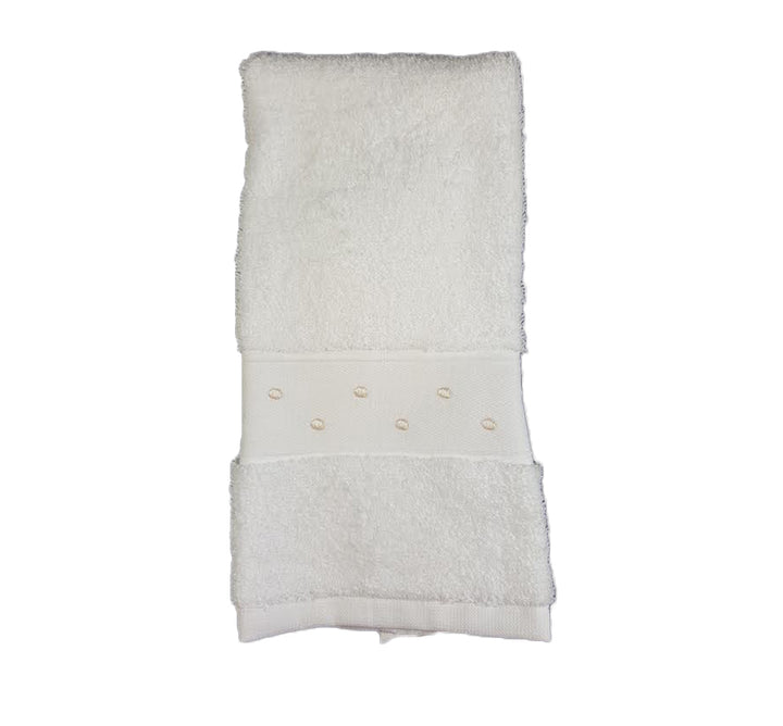 Swiss Dot Guest Towel In White Ivory