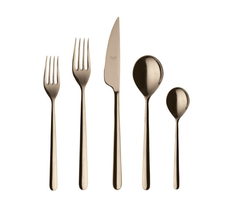 Linea 5-Piece Flatware In Champagne