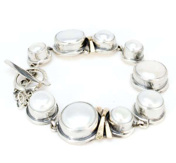 Silver and Fresh Water Pearl Tennis Bracelet