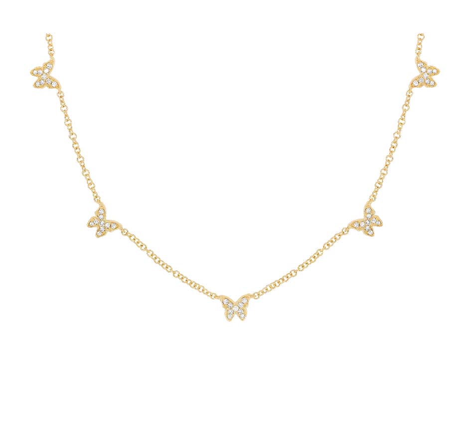 5 Diamond Butterfly Motif Necklace