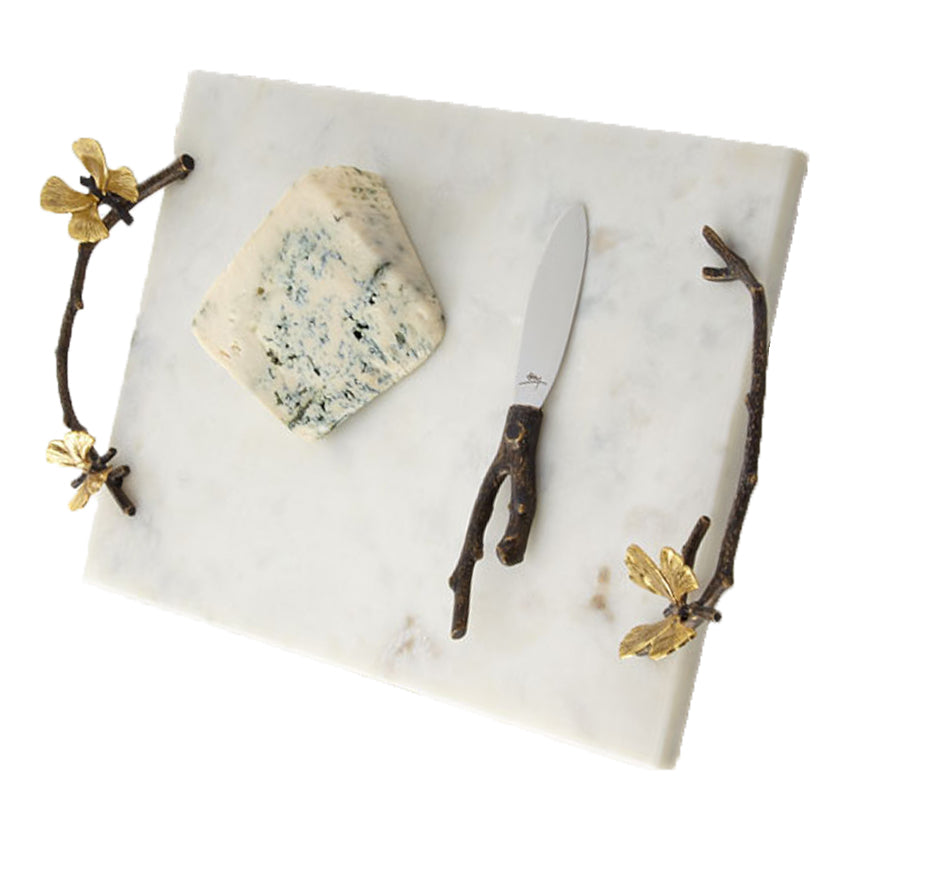 White Marble Ginko Butterfly Cheeseboard