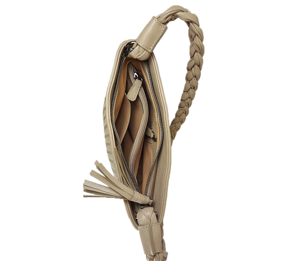 Taupe Flat Braided Strap Bag