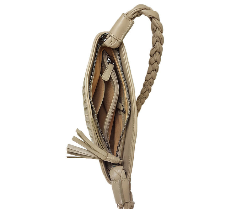 Taupe Flat Braided Strap Bag