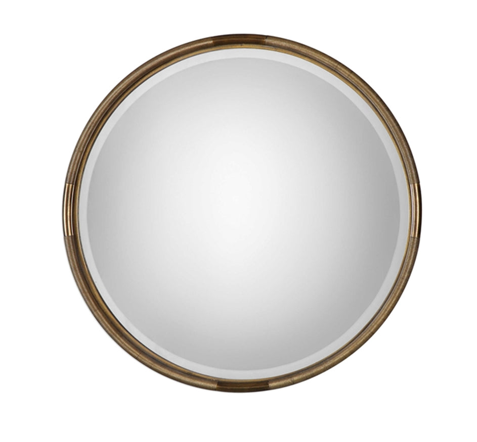 Antiqued Gold Round Mirror 36"