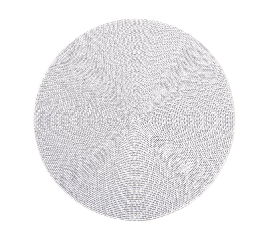 Linen Finish Round Nylon Placemat In Silver and White