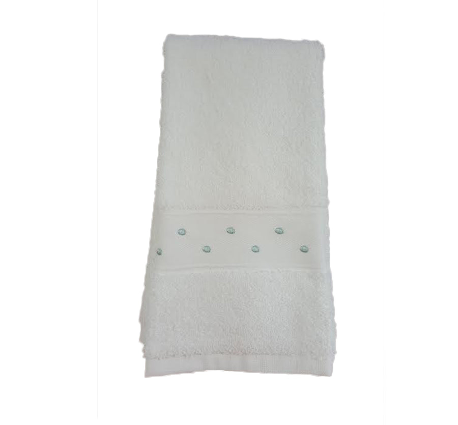 Swiss Dot Guest Towel In White Eucalypt