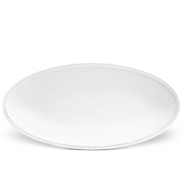 Soie Tressee Small Oval Tray In White