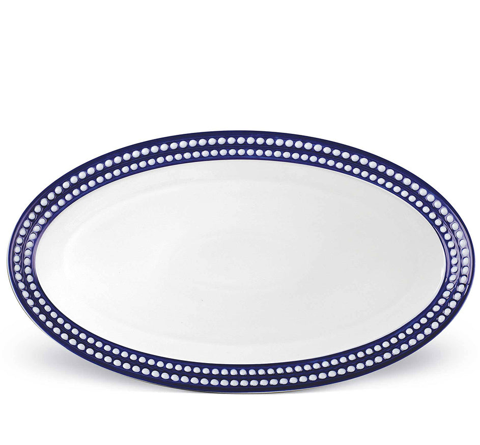 Perlée Bleu Oval Platter