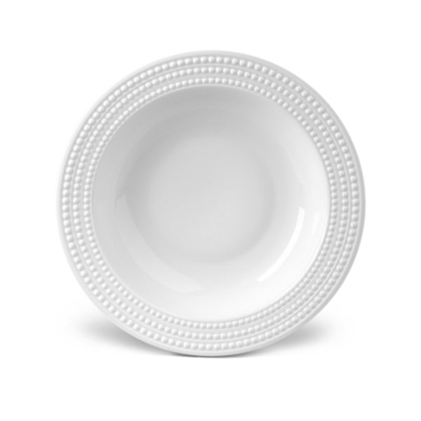 Perlee Round Rimmed Serving Bowl in White