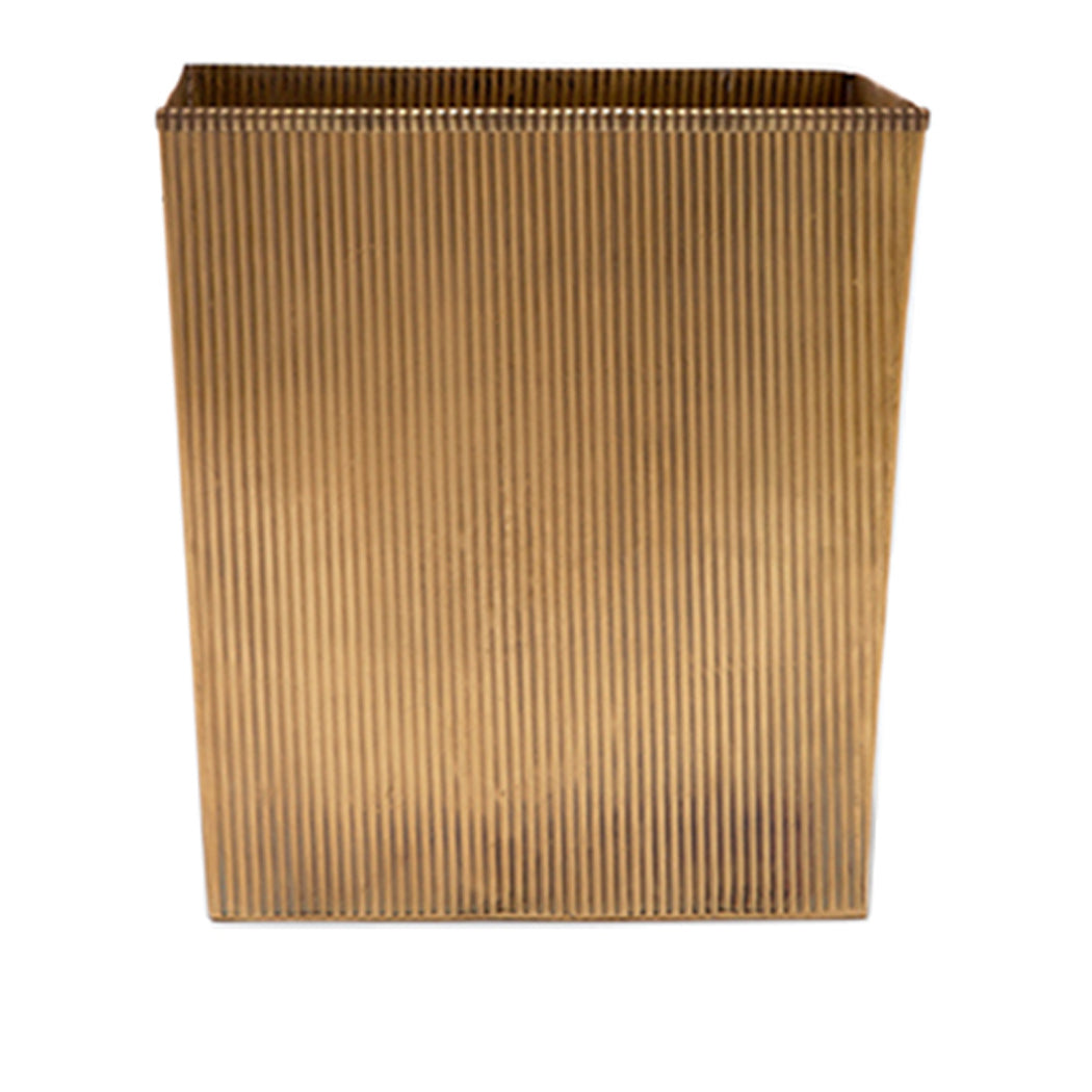 Redon Rectangular Wastebasket in Antique Brass