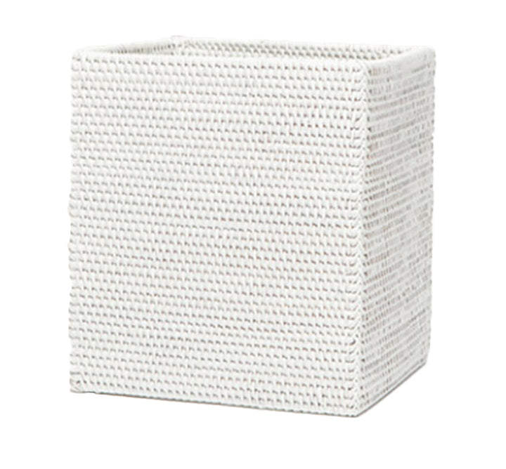 Dalton White Rectangle Wastebasket