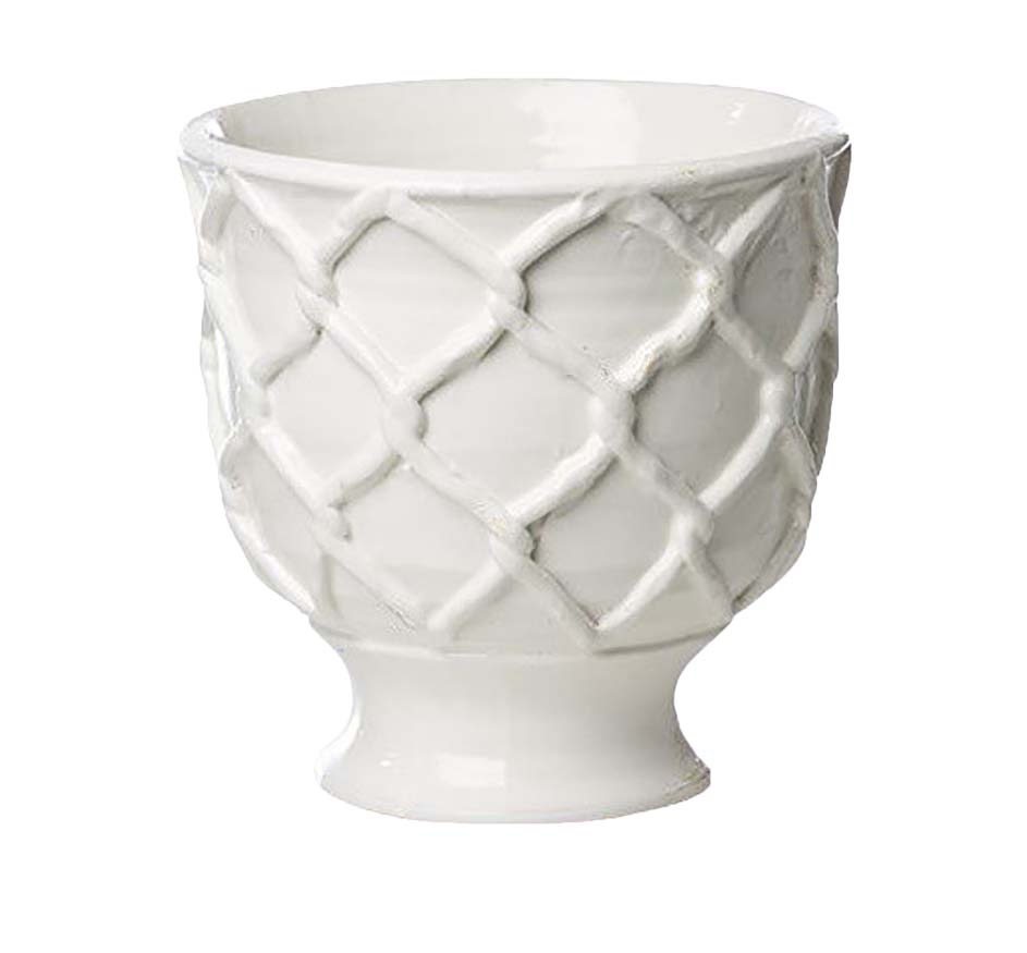 Criss Cross Planter in White